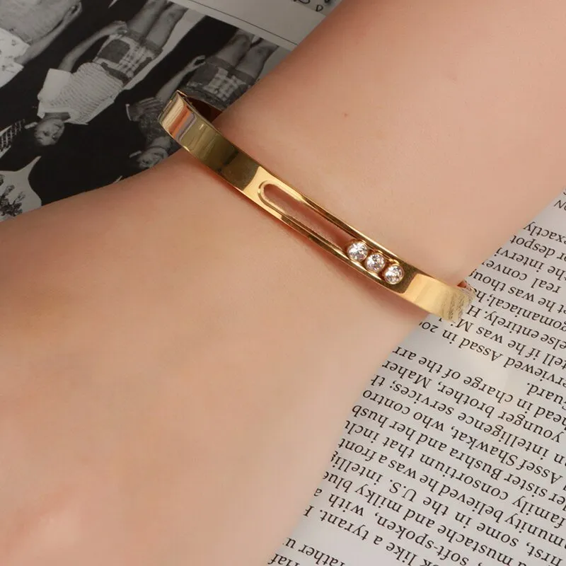 Luxury Sliding Gemstones Bracelet 14K Gold Women Wedding Jewellery