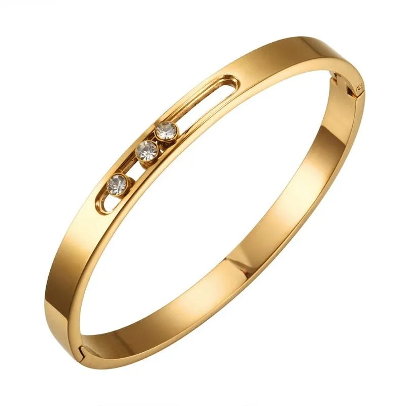 Luxury Sliding Gemstones Bracelet 14K Gold Women Wedding Jewellery