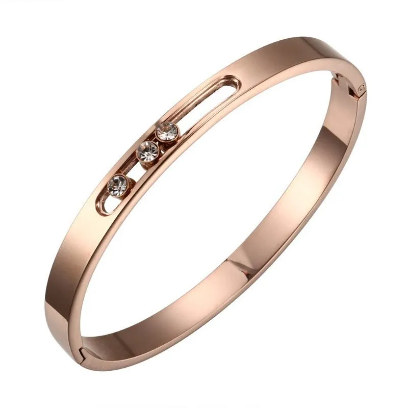 Luxury Sliding Gemstones Bracelet 14K Gold Women Wedding Jewellery
