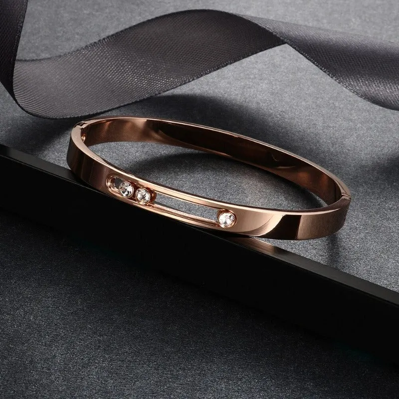 Luxury Sliding Gemstones Bracelet 14K Gold Women Wedding Jewellery