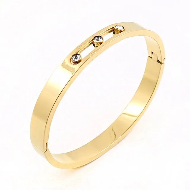 Luxury Sliding Gemstones Bracelet 14K Gold Women Wedding Jewellery