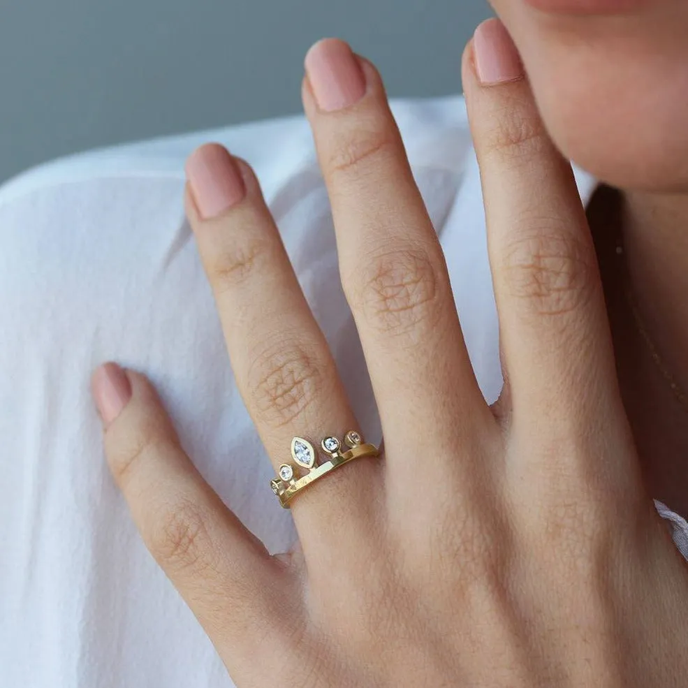 Marquise Crown Tiara Unique Eternity Ring