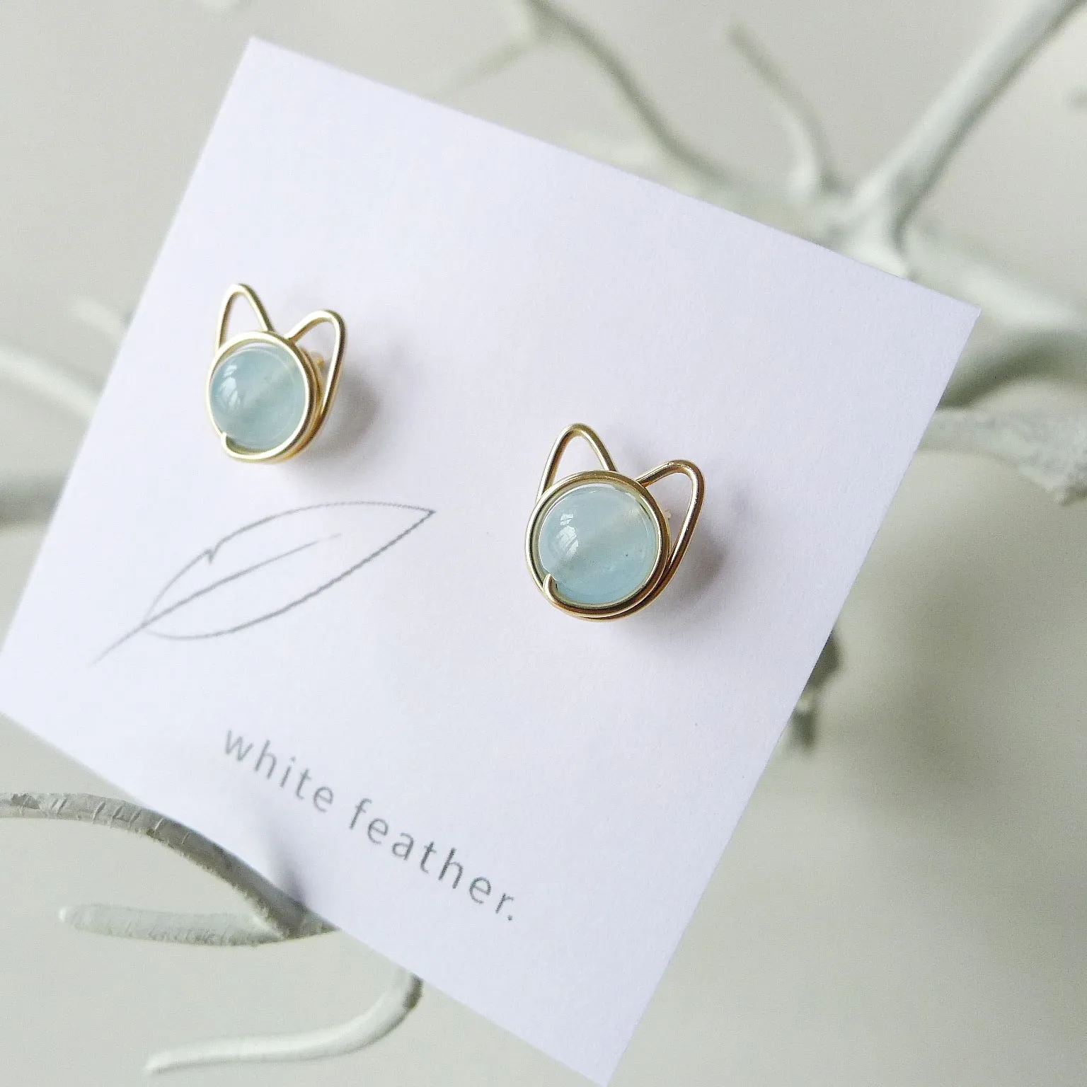 Meowstuds (Medium) / Aquamarine