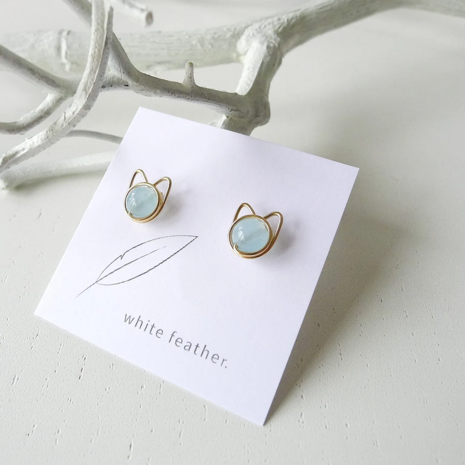 Meowstuds (Medium) / Aquamarine
