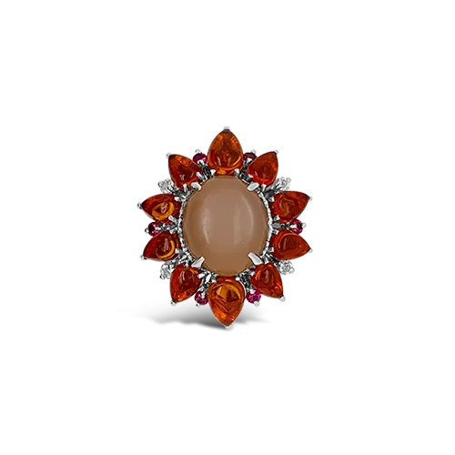 Mexican Opal & Orange Sapphire Ring