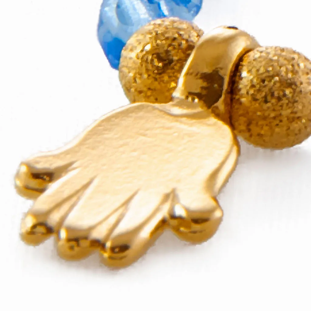 Mini Hamsa Hand Charm Faceted Glass Bead Bracelet