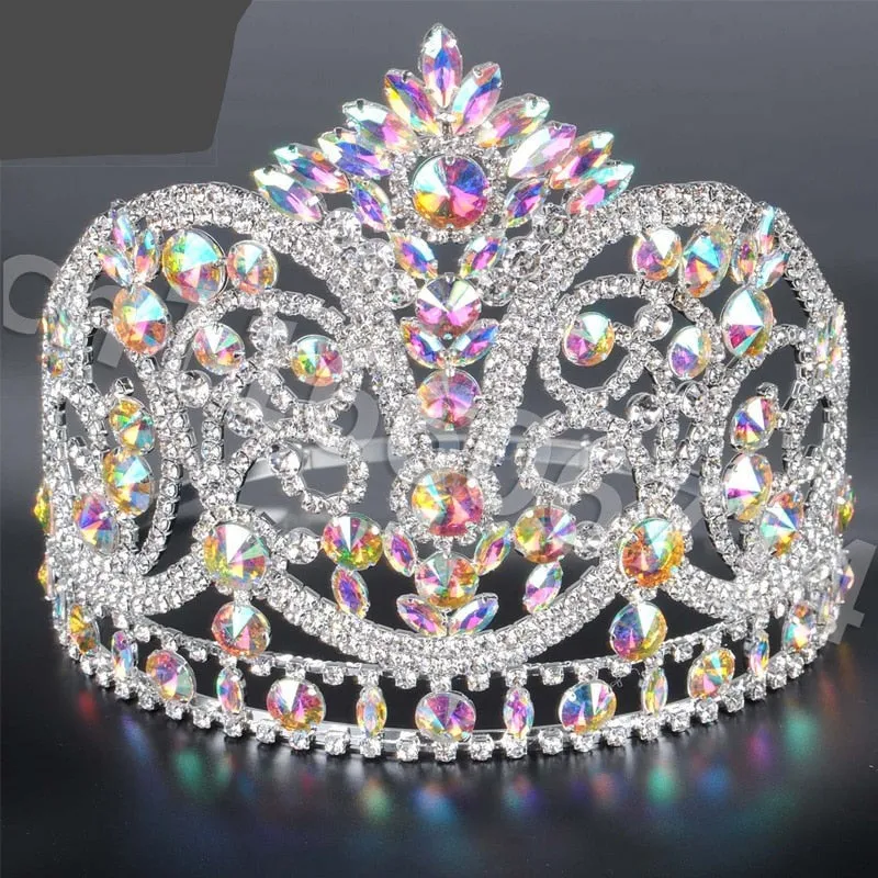Miss Beauty Pageant Tiara Crown Clear Crystals Full Circle Party Hair Accessory
