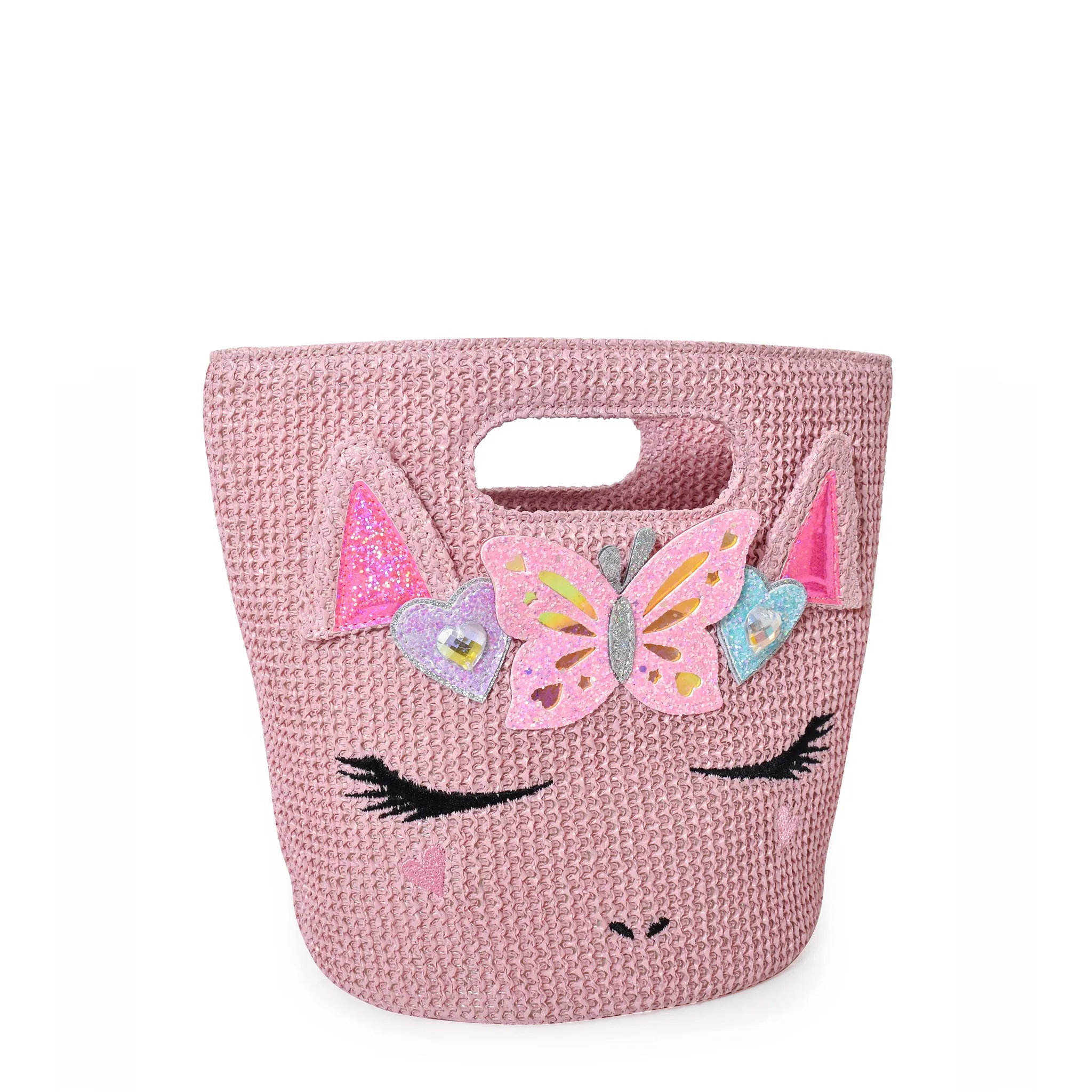 Miss Gwen Unicorn Pink Straw Mini Top-Handle Tote Bag