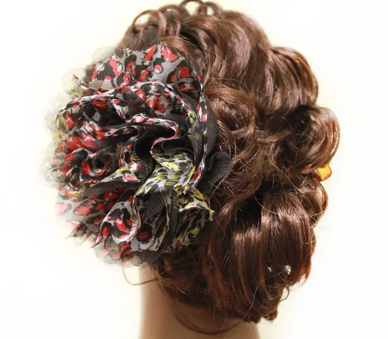 Mixed Color Leopard Print Big Flower Cossage Headpiece