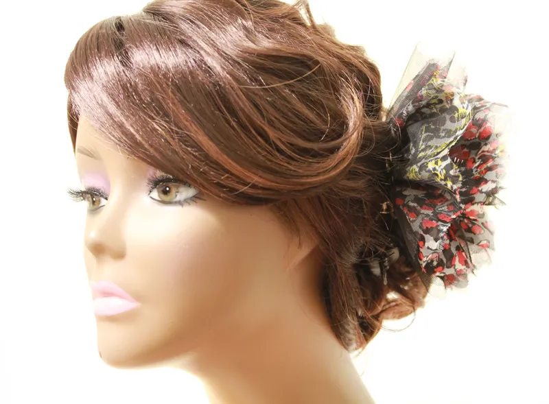 Mixed Color Leopard Print Big Flower Cossage Headpiece