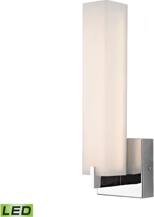 Moderno Led 1 Light Wall Sconce In Chrome and White Opal Glass
