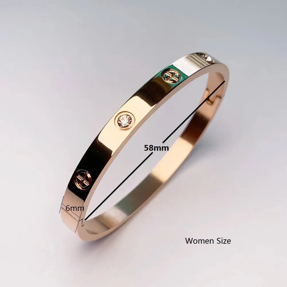 New Design Gold Color Zircon And Cross Nut Nail Bracelet Gold & Bangle  Stainless Steel Screw