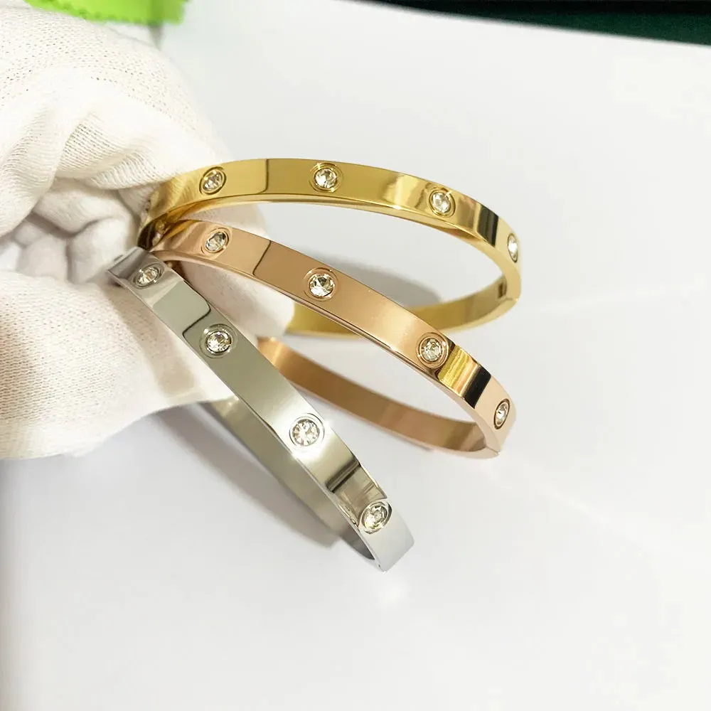 New Design Gold Color Zircon And Cross Nut Nail Bracelet Gold & Bangle  Stainless Steel Screw