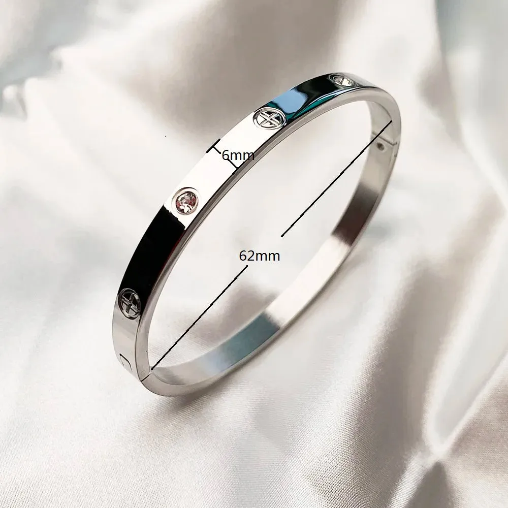 New Design Gold Color Zircon And Cross Nut Nail Bracelet Gold & Bangle  Stainless Steel Screw