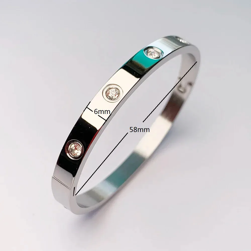 New Design Gold Color Zircon And Cross Nut Nail Bracelet Gold & Bangle  Stainless Steel Screw