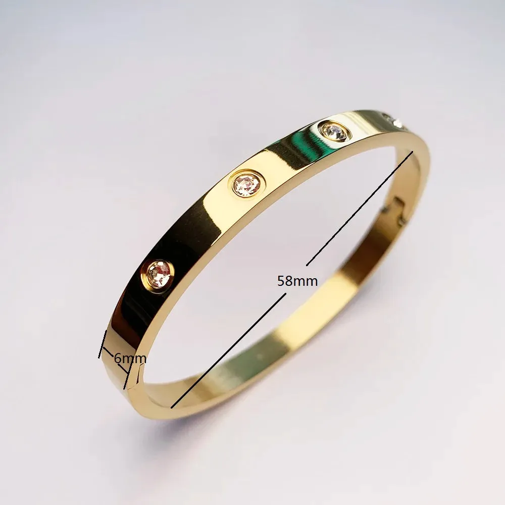 New Design Gold Color Zircon And Cross Nut Nail Bracelet Gold & Bangle  Stainless Steel Screw