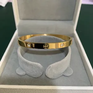 New Design Gold Color Zircon And Cross Nut Nail Bracelet Gold & Bangle  Stainless Steel Screw
