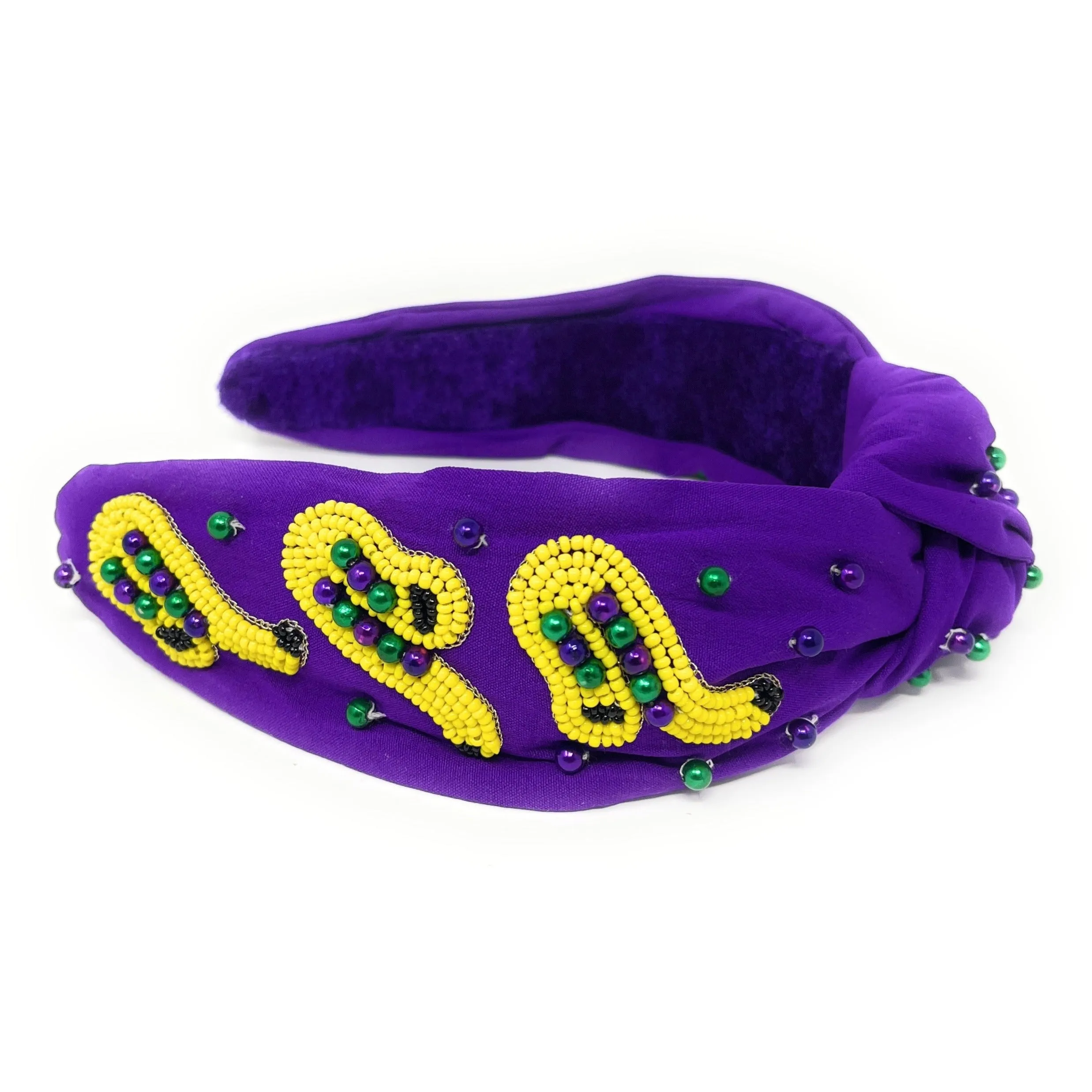 New! Hand Beaded Saxophone Purple Headband