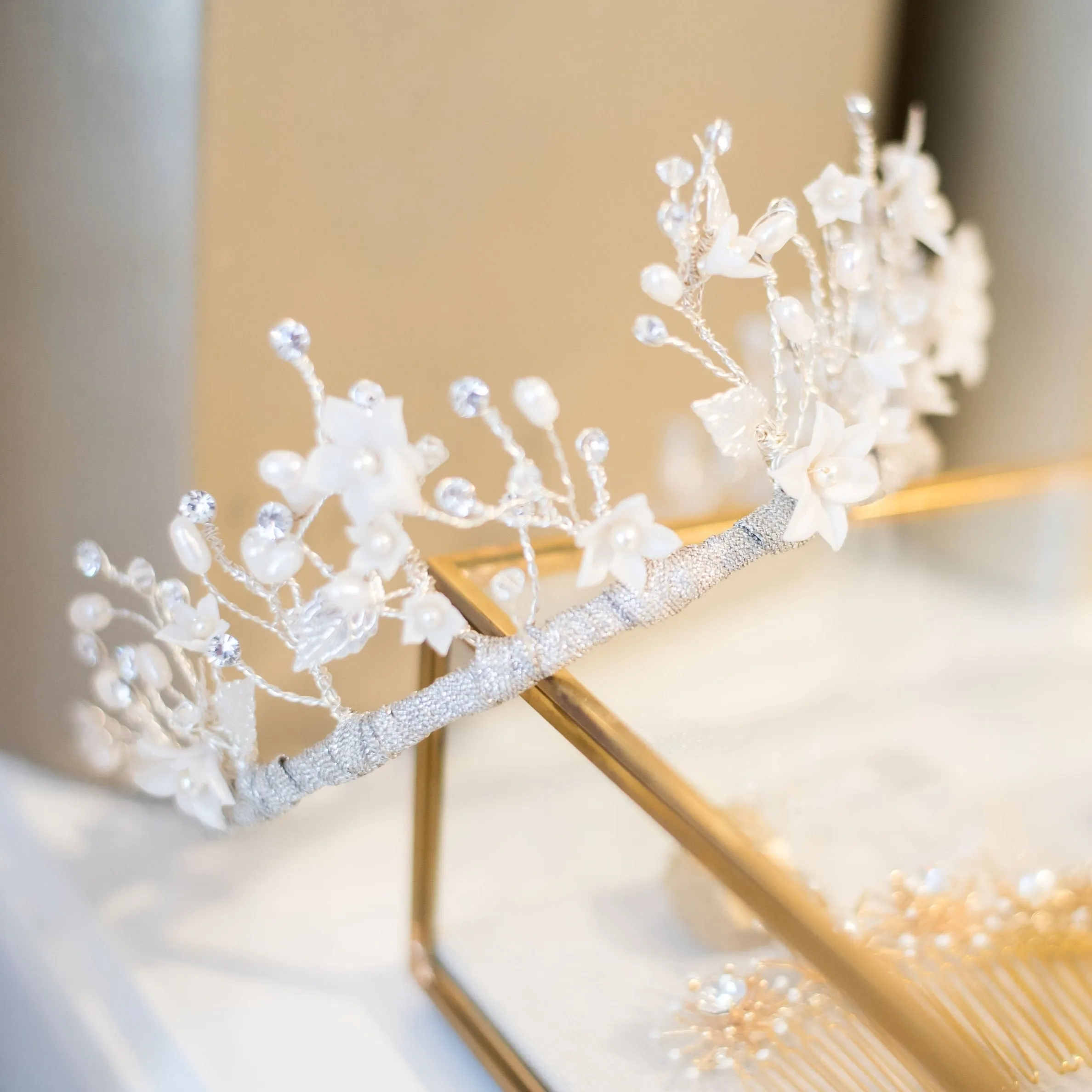 NICOLE Clay Flower Bridal Crown