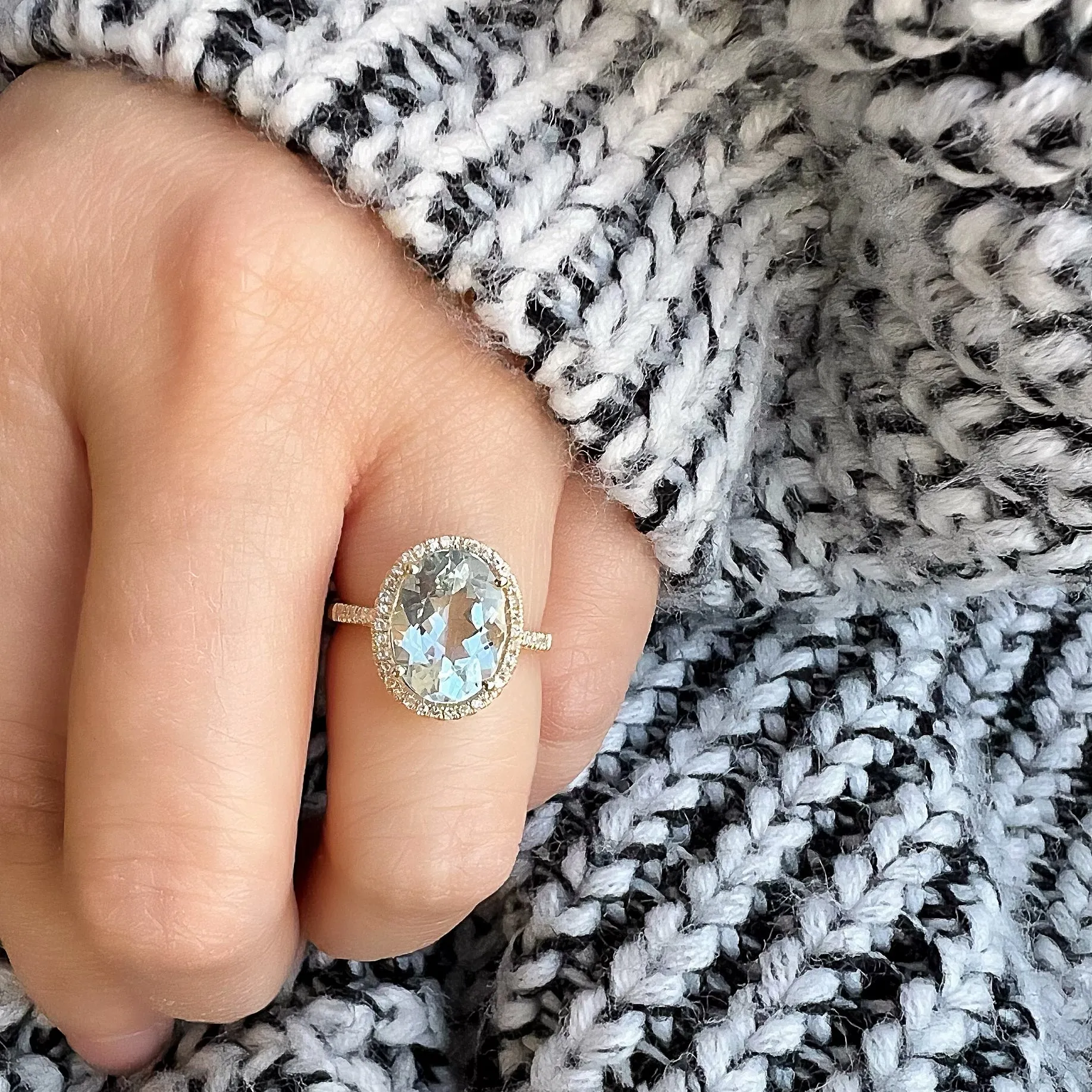 One of a Kind Oval Aquamarine Ring in Yellow Gold