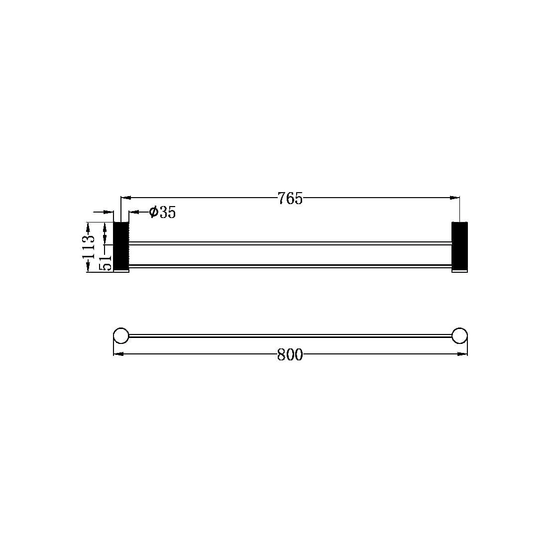 OPAL Double Towel Rail Brushed Nickel 800MM 2530D-BN