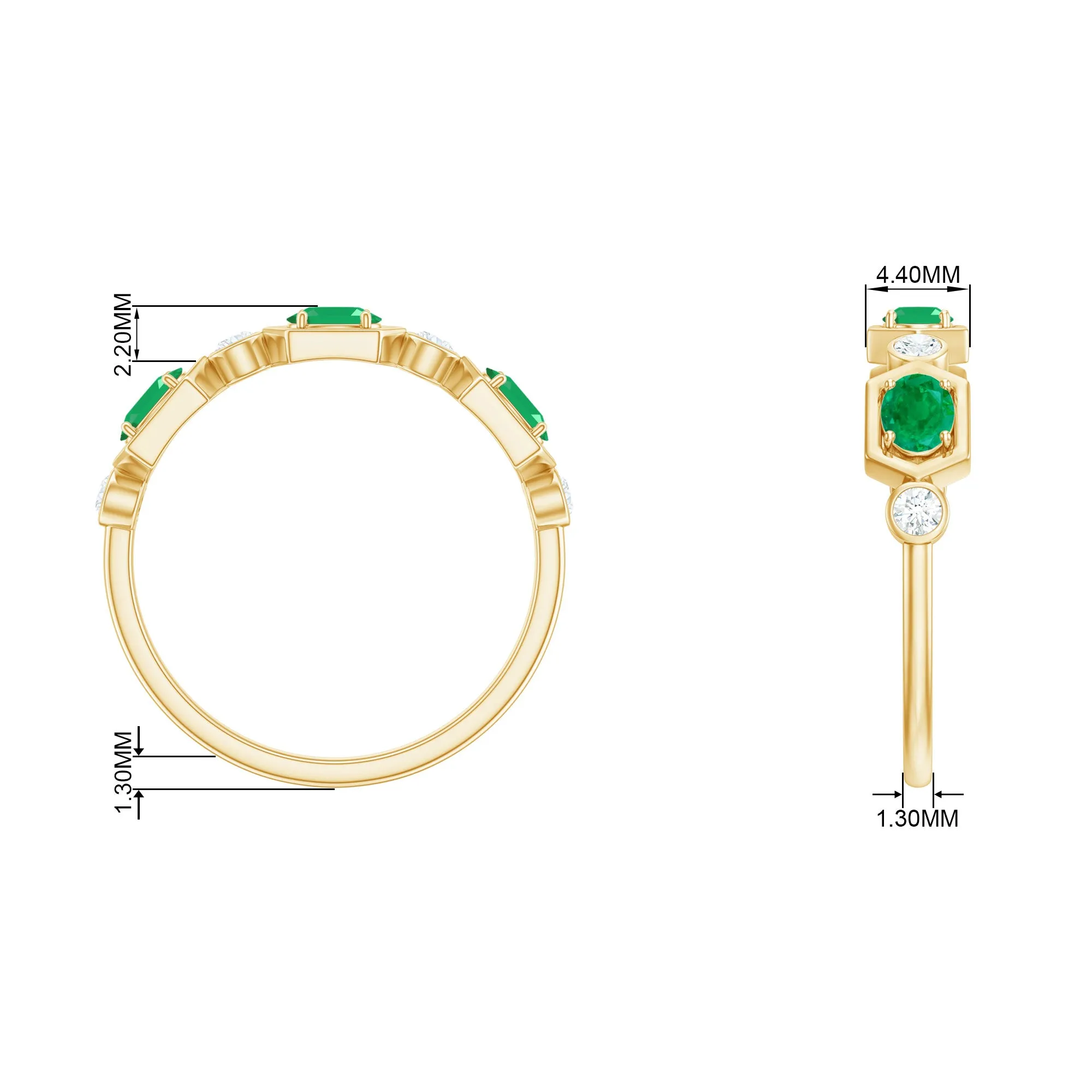 Oval Cut Emerald and Diamond Half Eternity Ring