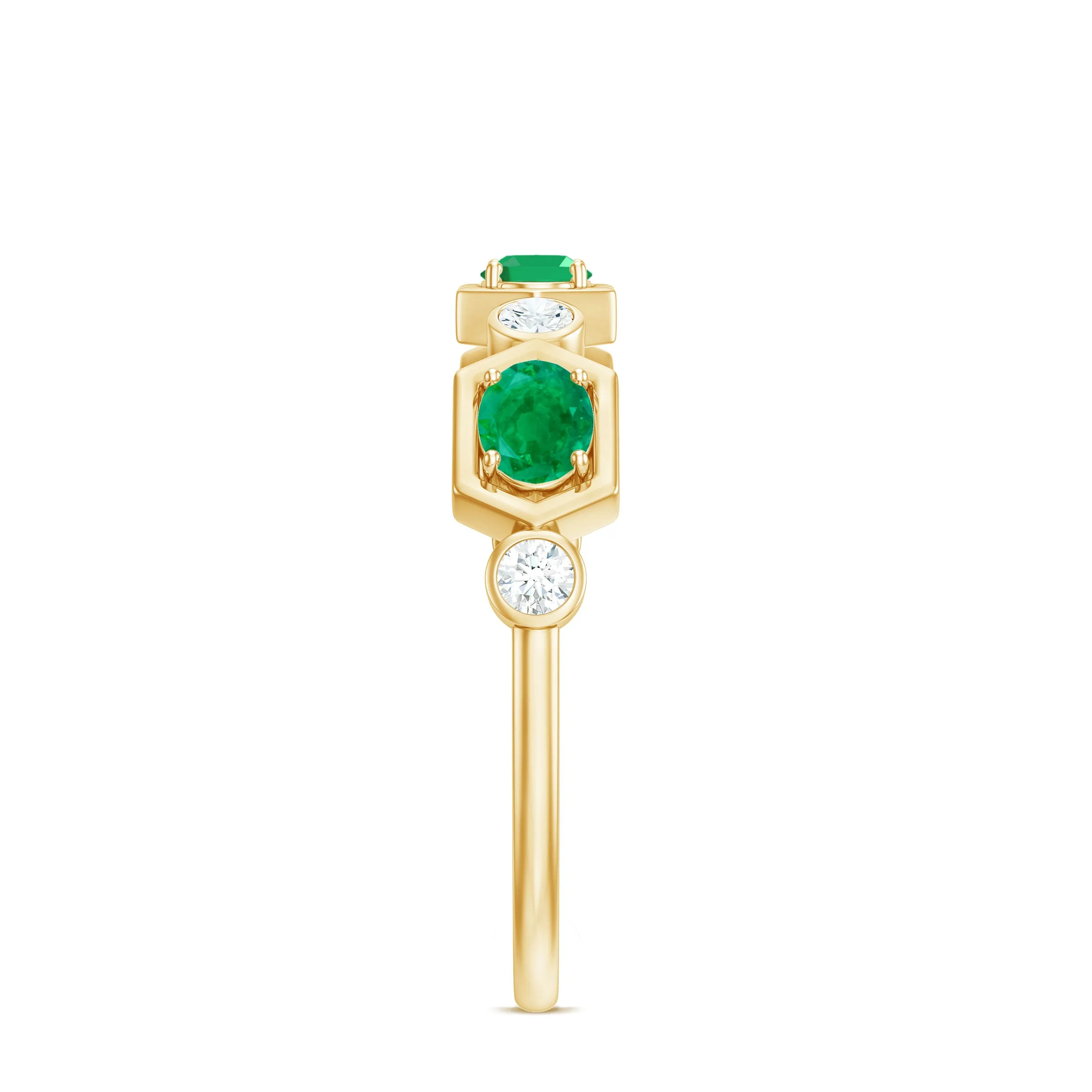 Oval Cut Emerald and Diamond Half Eternity Ring