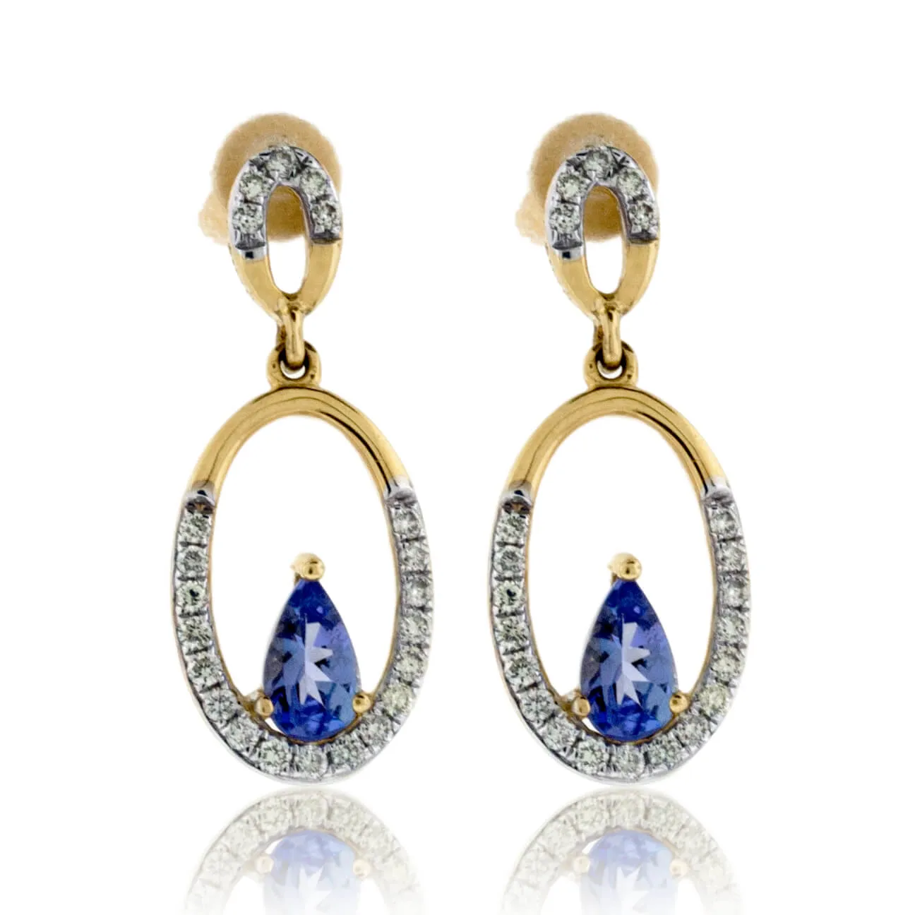 Oval Earrings with Pear Shape Tanzanite & Diamonds
