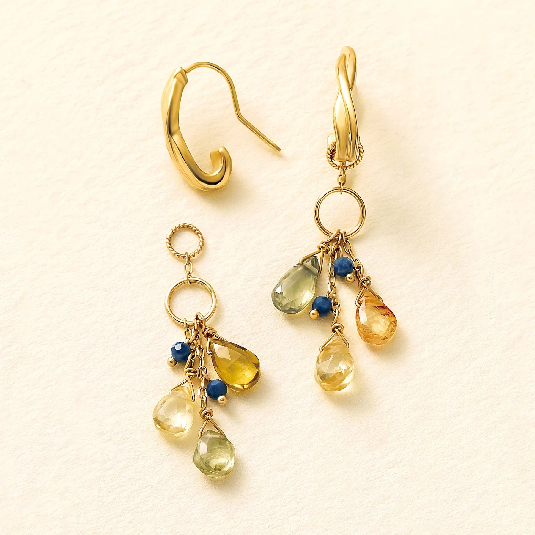 [Palette] 10K Multicolor Zircon Dew Drop Charms (Yellow Gold)
