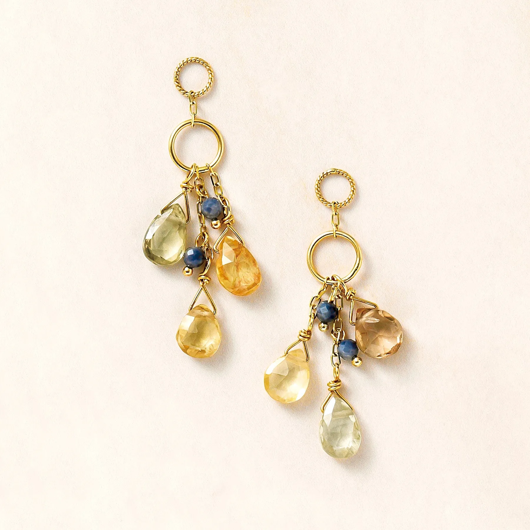 [Palette] 10K Multicolor Zircon Dew Drop Charms (Yellow Gold)