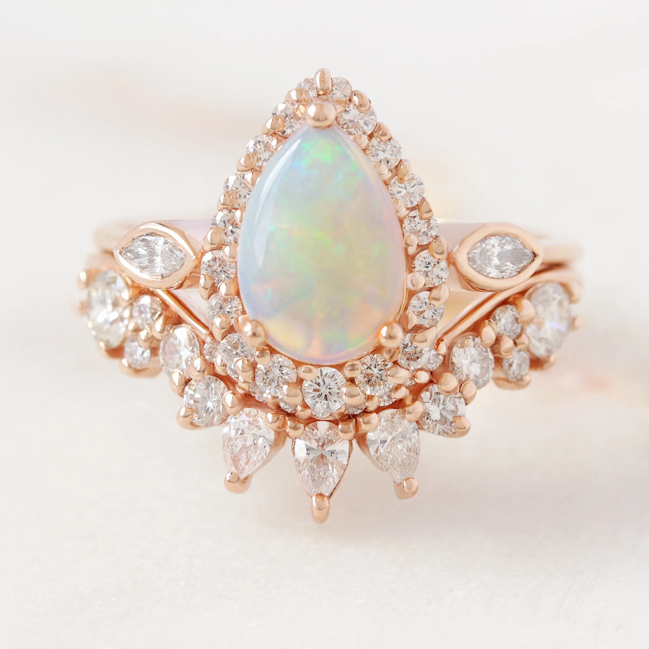 Pear Opal Marquise Diamond Halo Engagement Ring 'Zoe' ♥