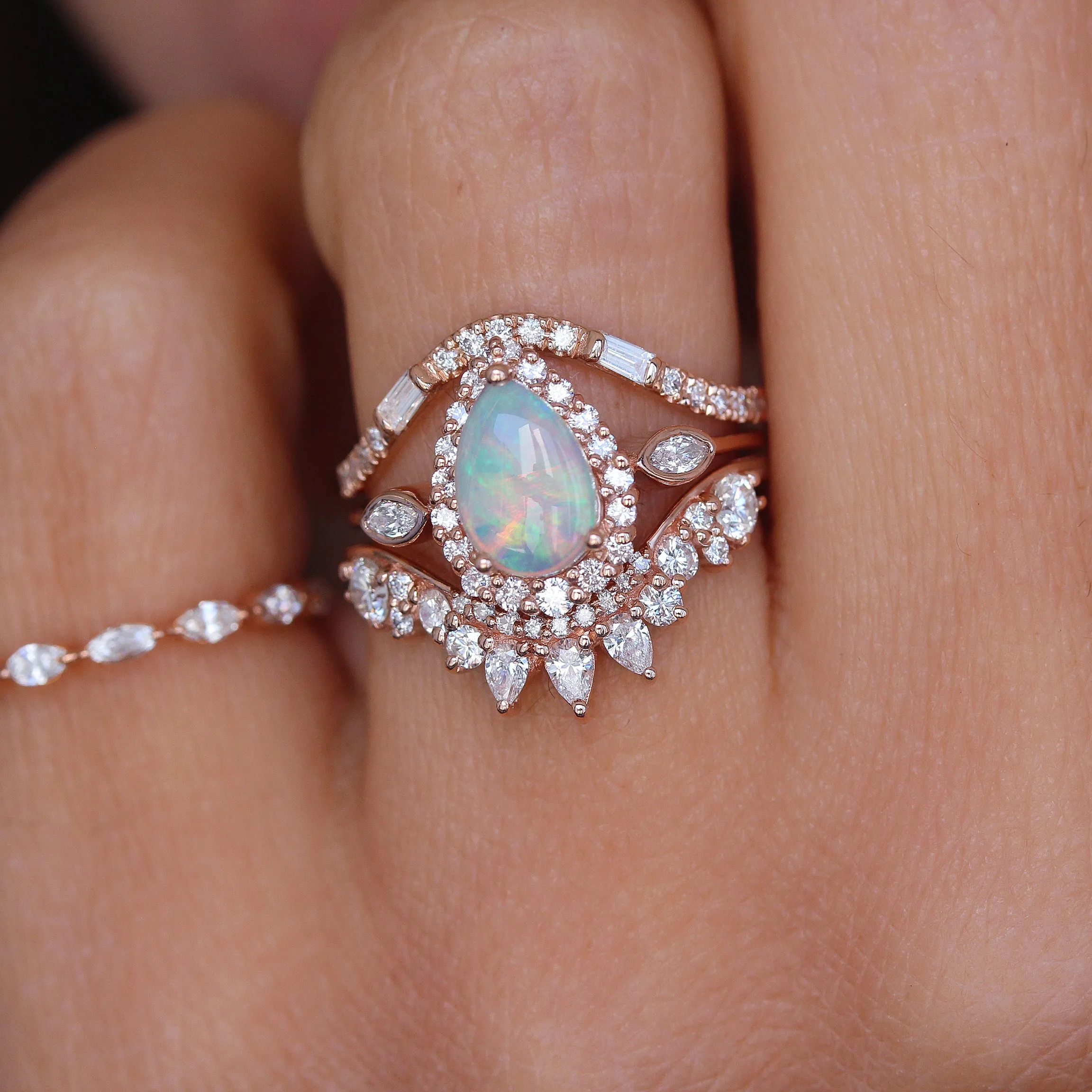 Pear Opal Marquise Diamond Halo Engagement Ring 'Zoe' ♥