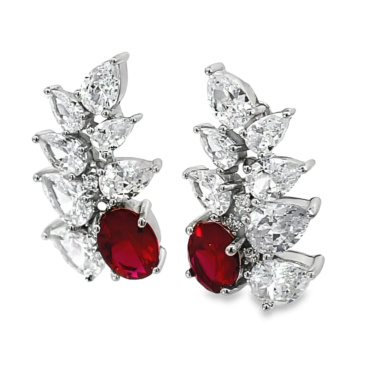 Pear Shaped Ruby Glam Earrings