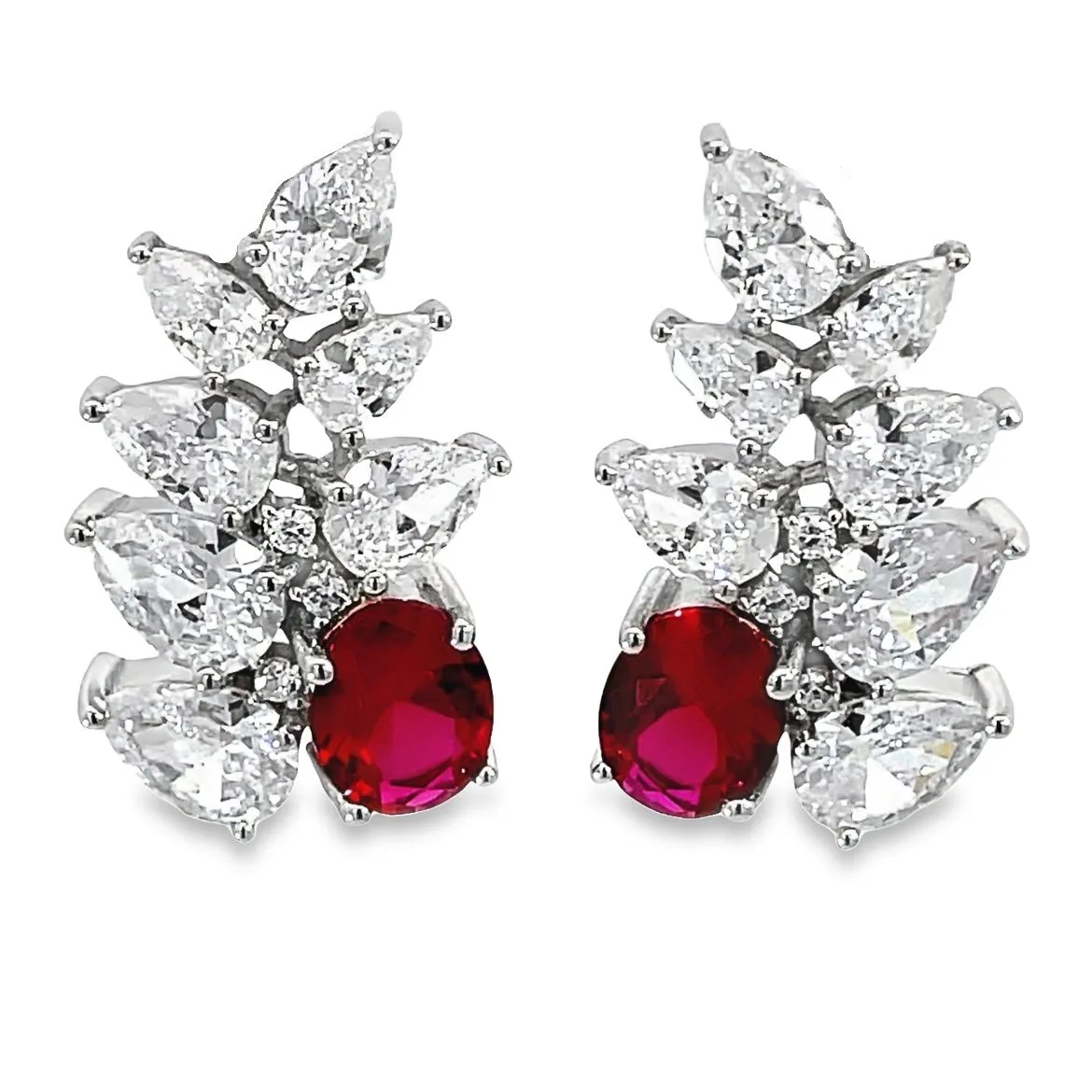 Pear Shaped Ruby Glam Earrings