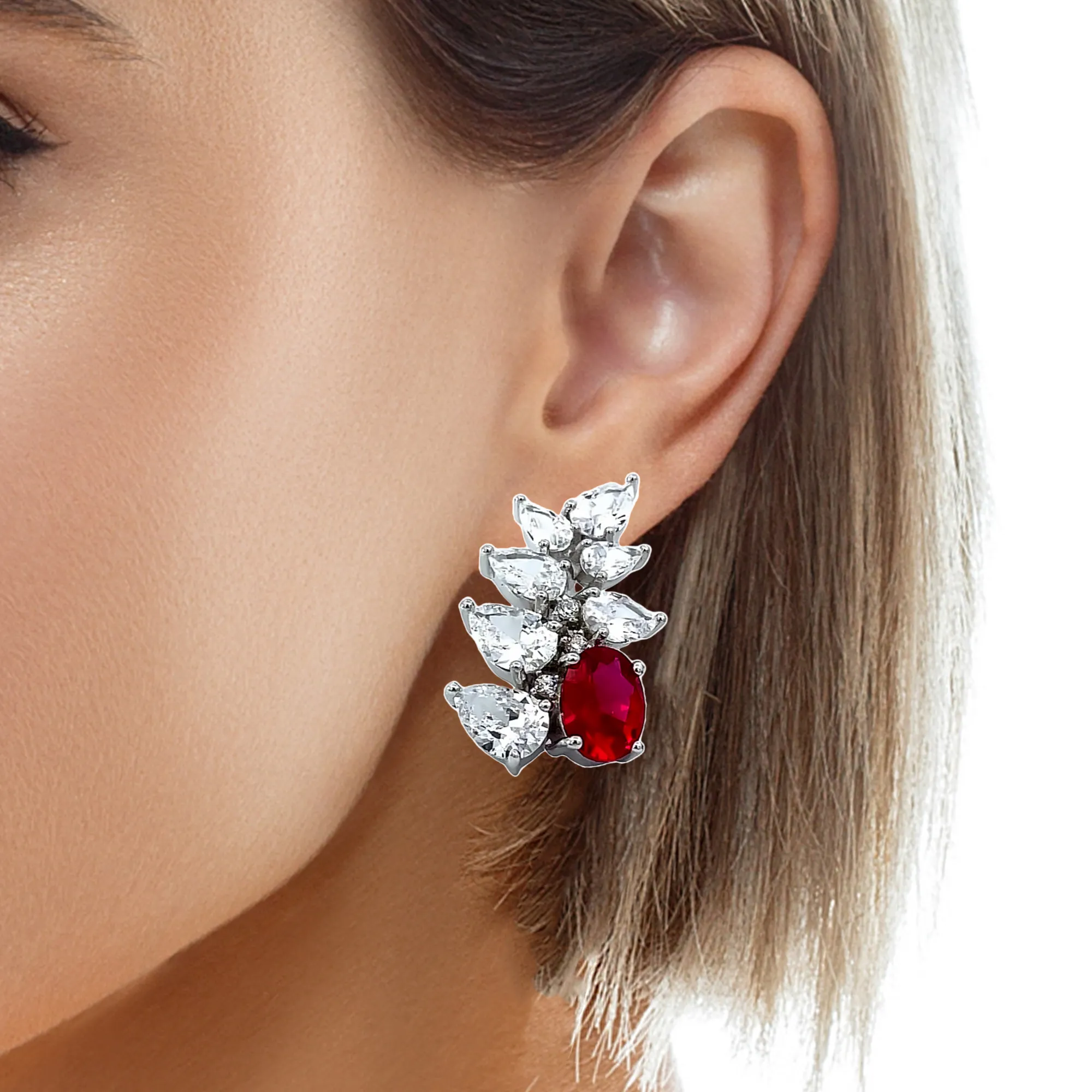 Pear Shaped Ruby Glam Earrings