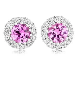 Pink Sapphire and Diamond Earrings