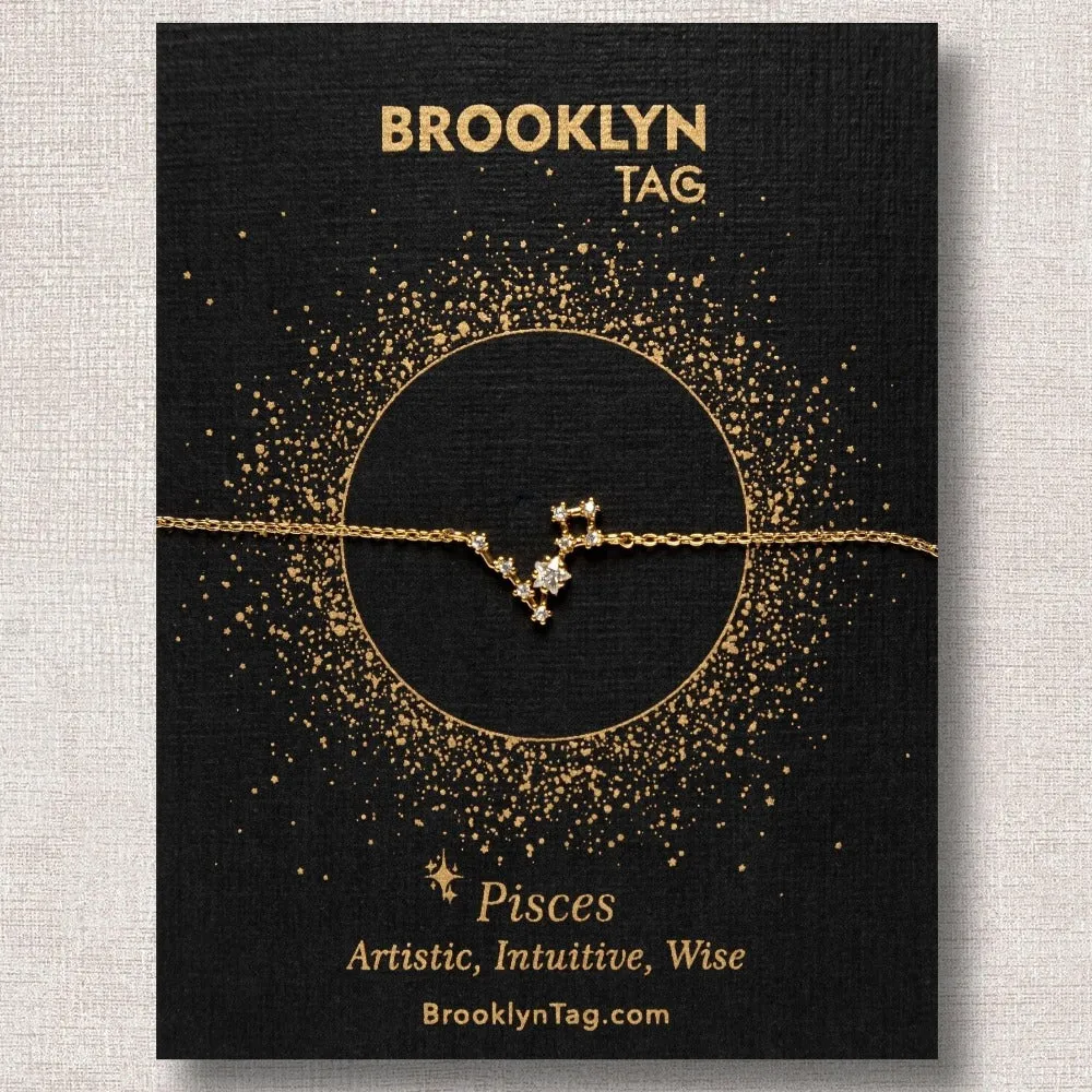 Pisces Zodiac Constellation Bracelet with Zircon