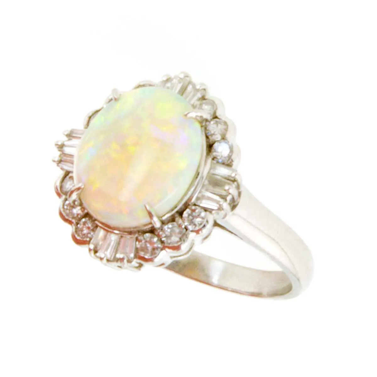 Platinum 3.18ct Opal & Diamond Ring
