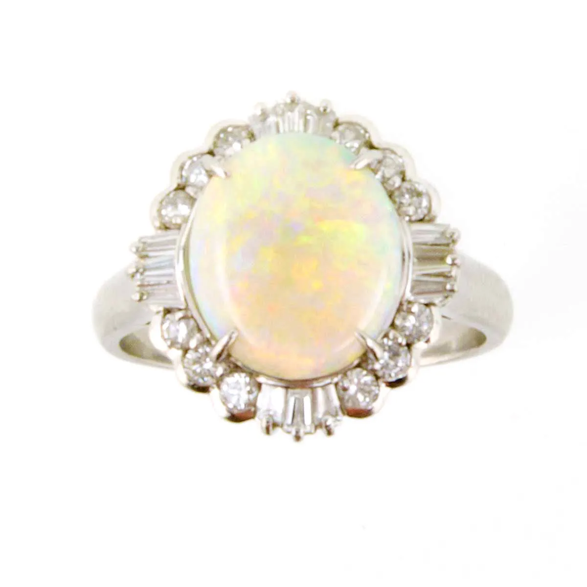 Platinum 3.18ct Opal & Diamond Ring