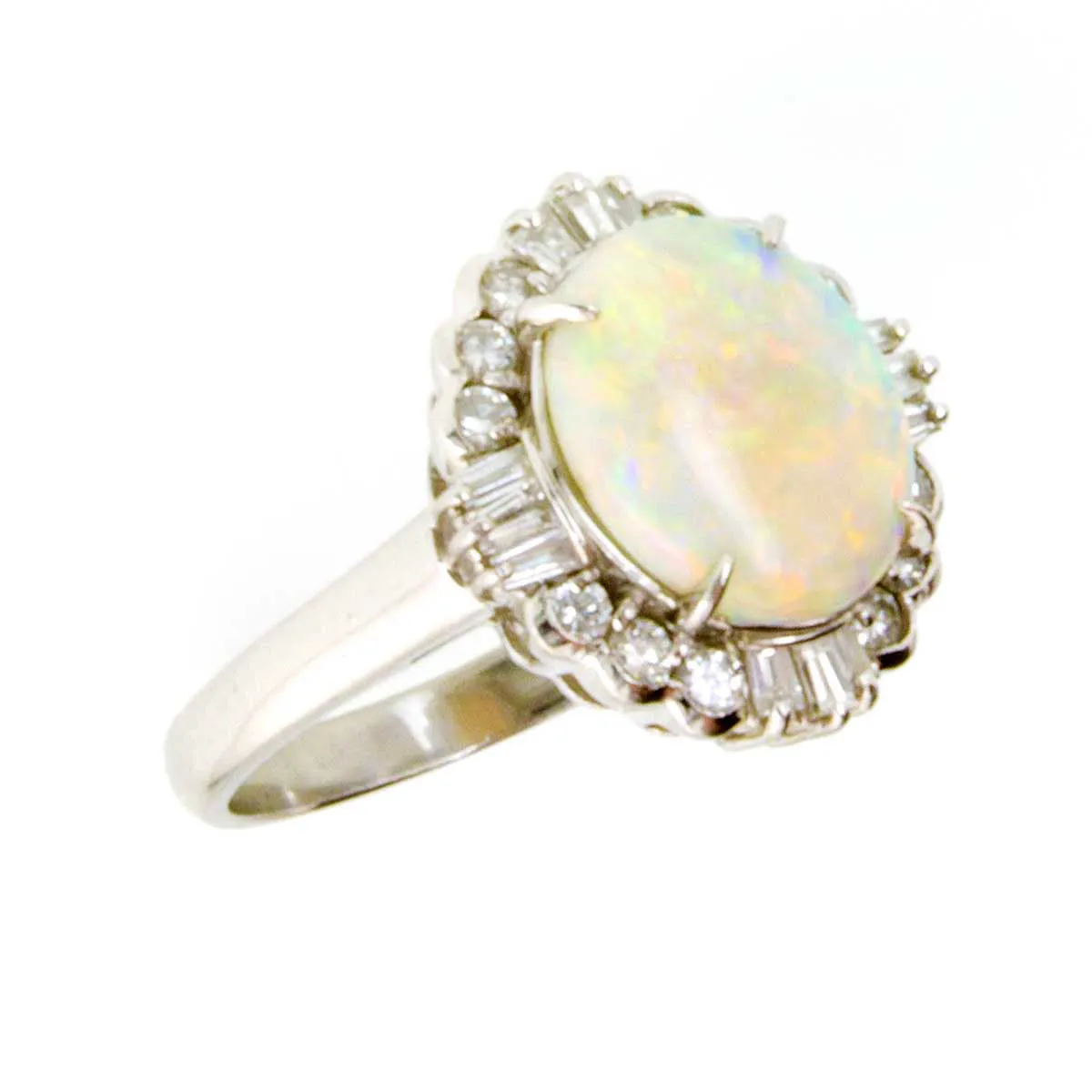 Platinum 3.18ct Opal & Diamond Ring