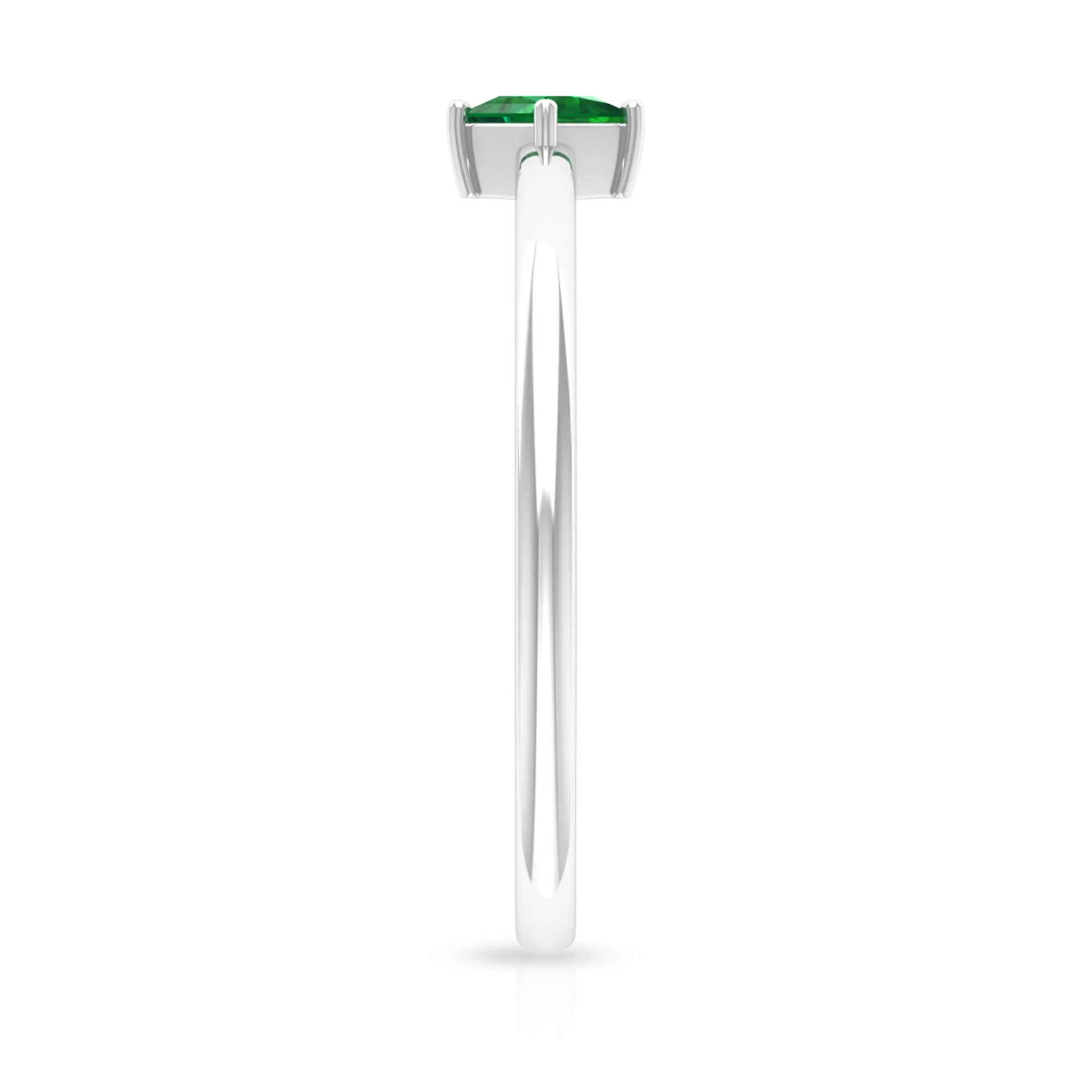 Princess Cut Solitaire Emerald Ring in 4 Prong Diagonal Setting