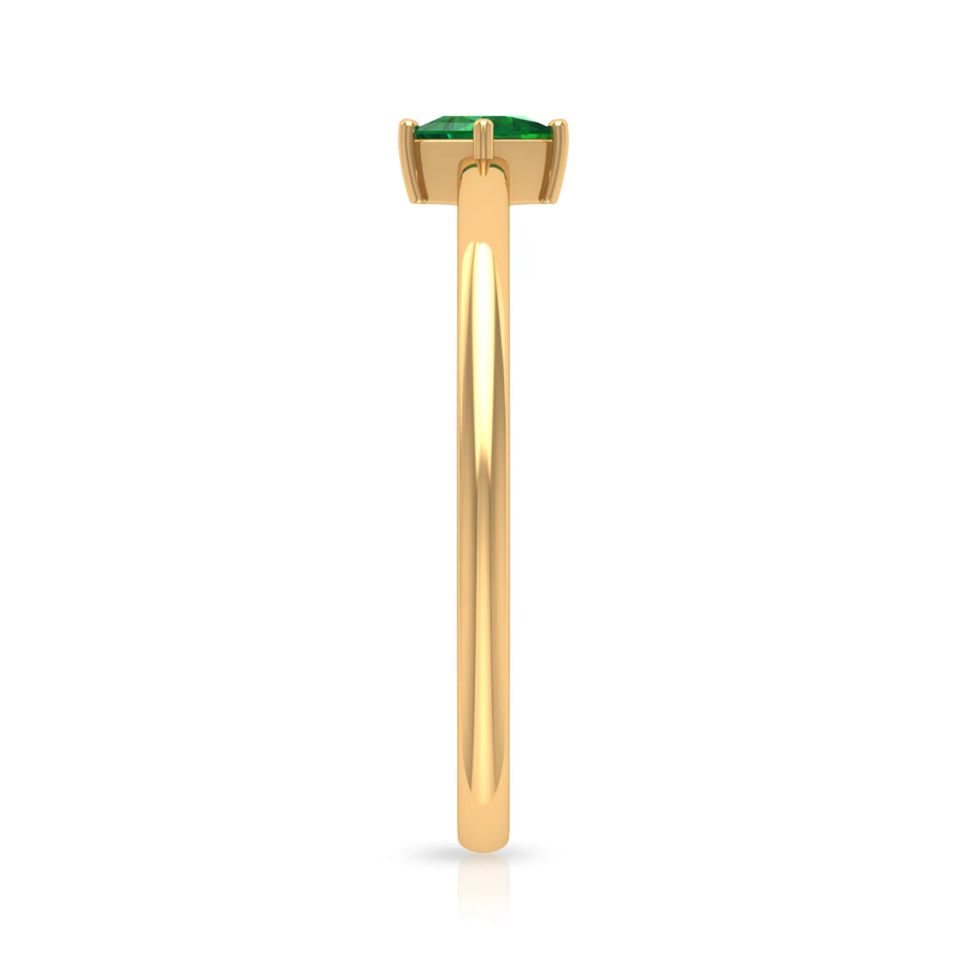 Princess Cut Solitaire Emerald Ring in 4 Prong Diagonal Setting