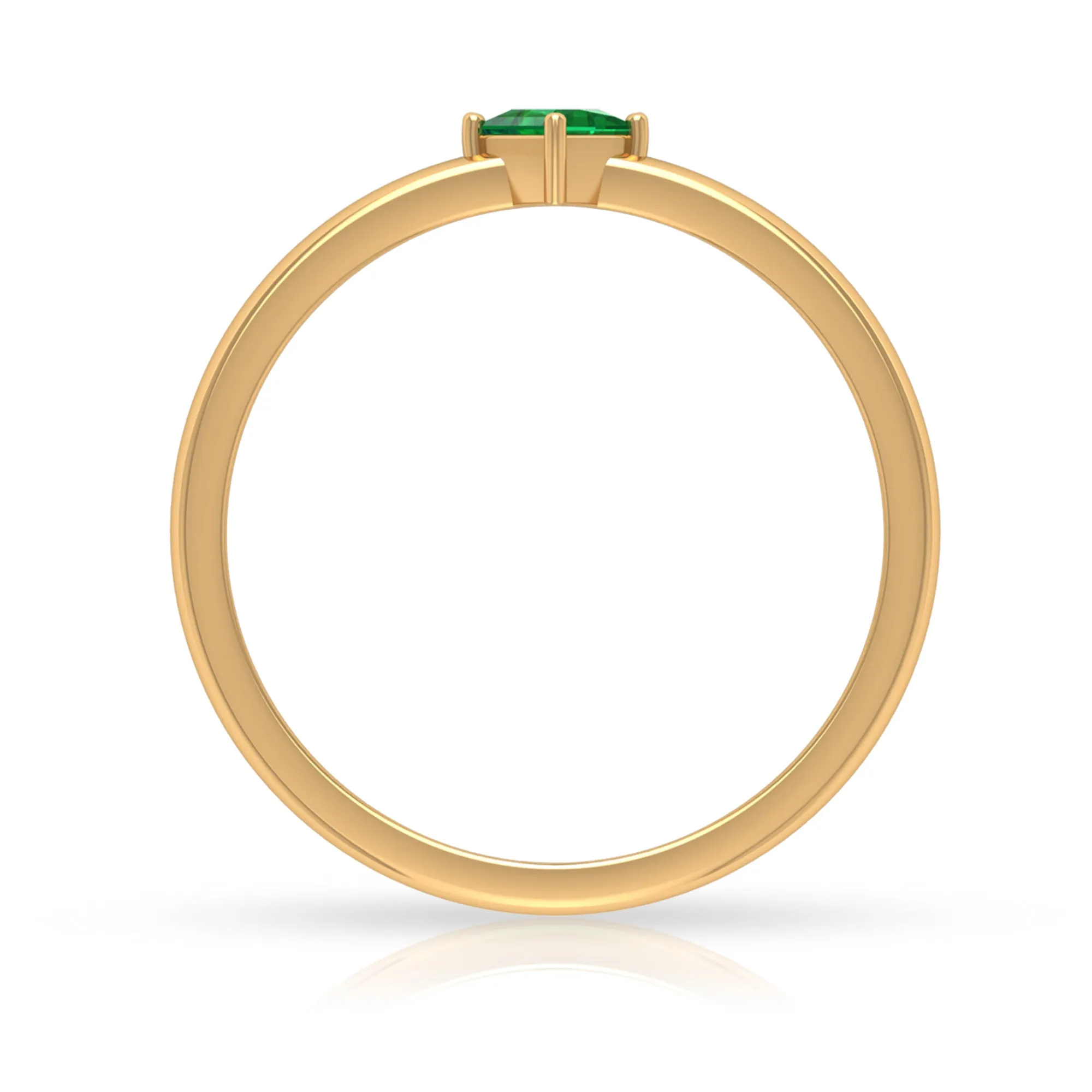 Princess Cut Solitaire Emerald Ring in 4 Prong Diagonal Setting