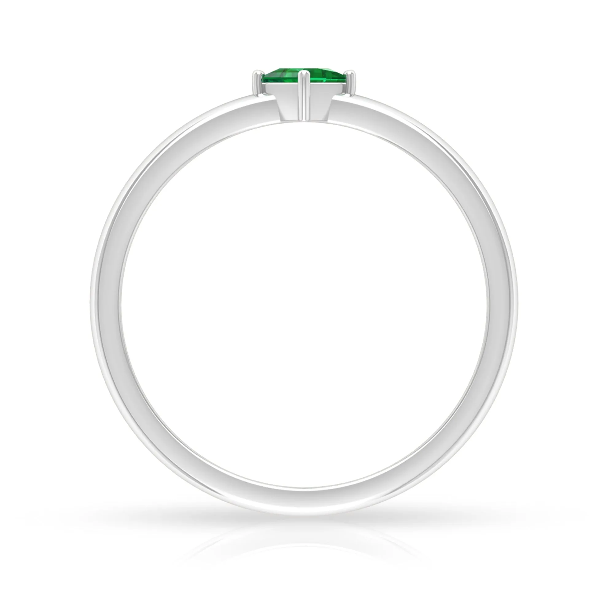 Princess Cut Solitaire Emerald Ring in 4 Prong Diagonal Setting