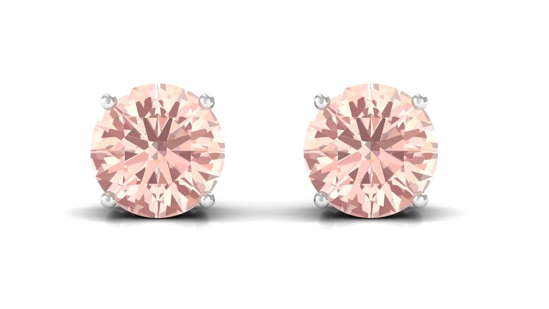 Prong Set Peach Morganite Solitaire Stud Earrings