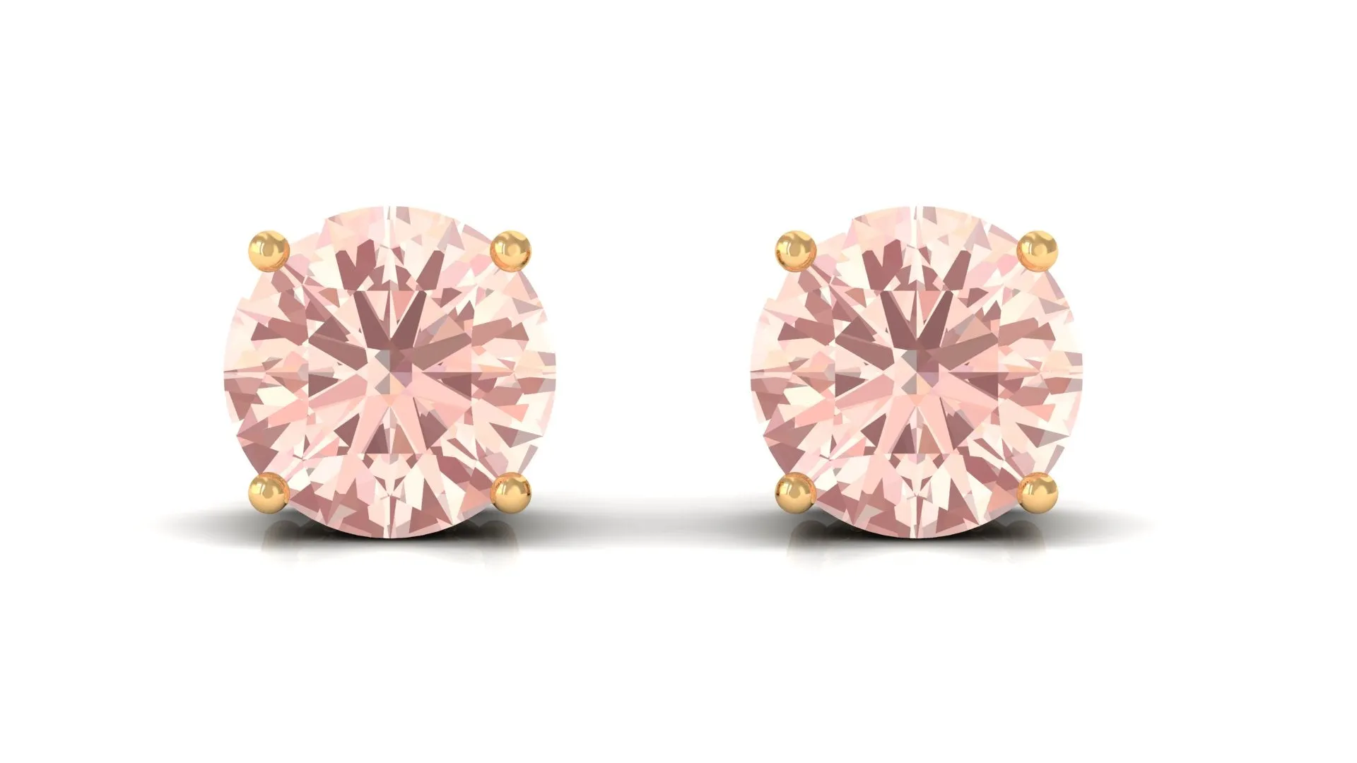 Prong Set Peach Morganite Solitaire Stud Earrings