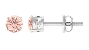 Prong Set Peach Morganite Solitaire Stud Earrings