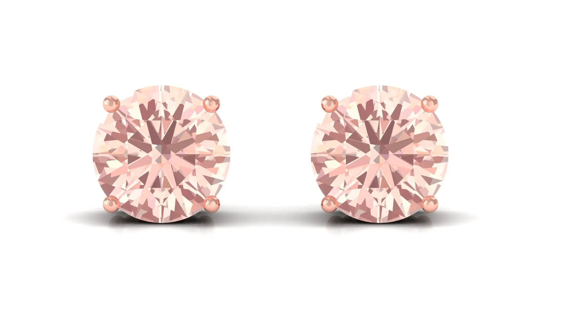 Prong Set Peach Morganite Solitaire Stud Earrings