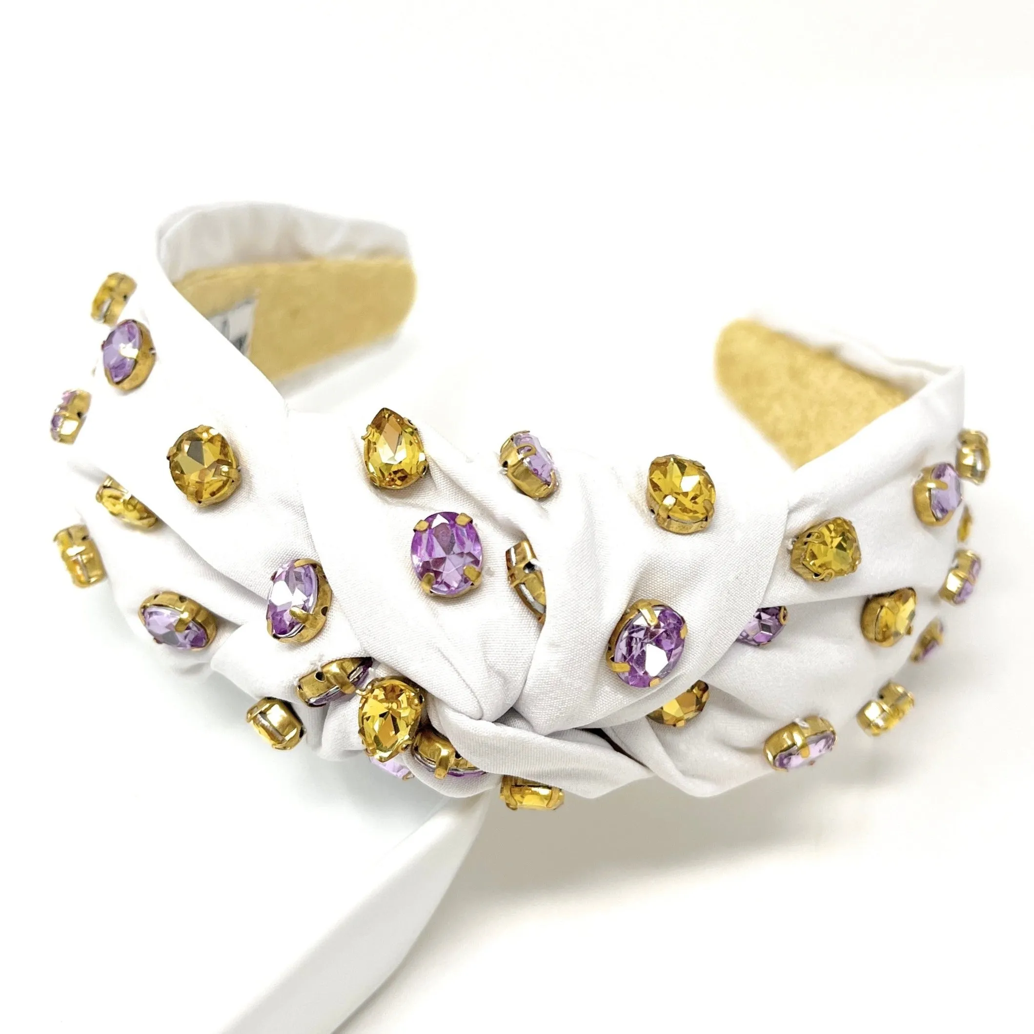 Purple Gold Jeweled Knot Headband