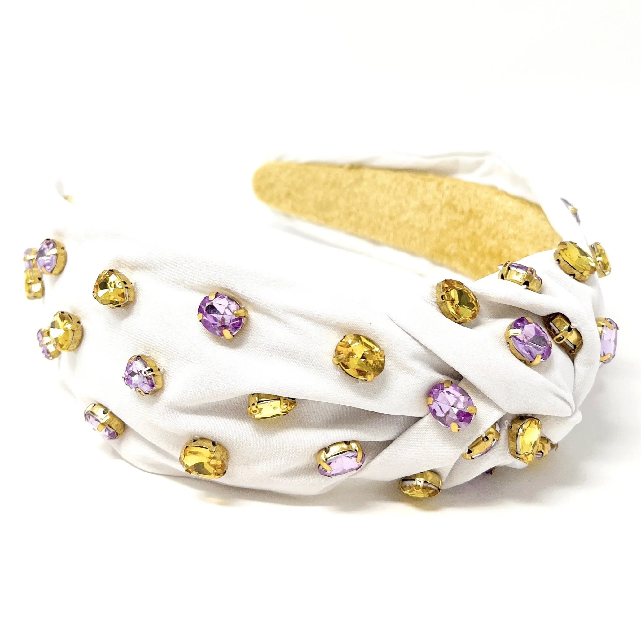 Purple Gold Jeweled Knot Headband